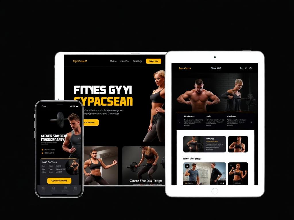 Mockup dimostrativo di sito per palestra su mobile e tablet